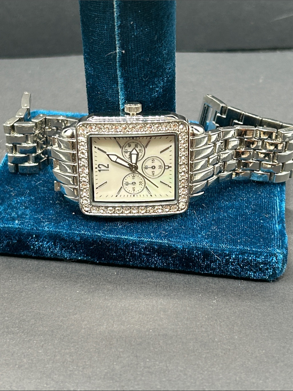 Silver Square CrystalTrim Bracelet Watch Silver Dial